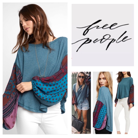 Free People Tops - Free People Blossom Print Balloon-Sleeve Top. NWT.